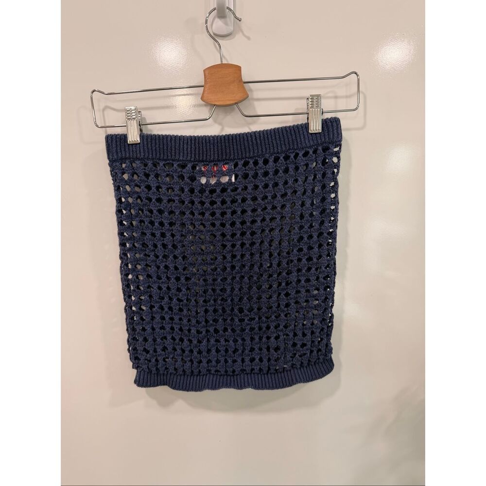 Solid & Striped Crochet Mini Skirt Navy S